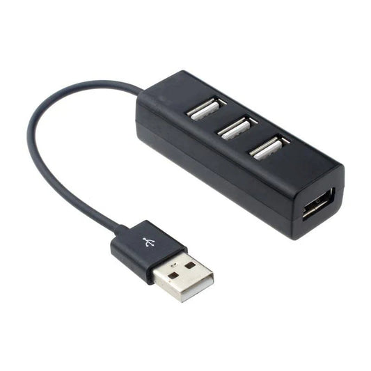 Black plastic mini 4-port usb hub spliter adapter high speed usb 2.0 spliter hub with silver ports and usb-a cable