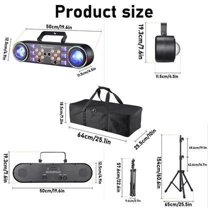 Mini 7-in-1 bracket effect light black led light bar with blue lamp beads sound control and light stand for DJ use