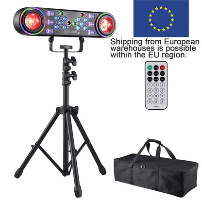 Black mini 7-in-1 bracket effect light bar with lamp beads on light stand featuring control panel for color and effect selection