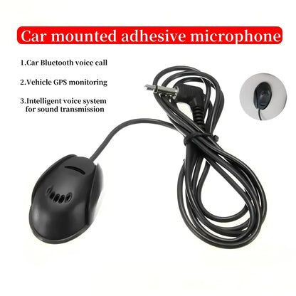Black wired type mini microfono with coiled cable and 3.5mm jack for dvd radio player and hands-free car use