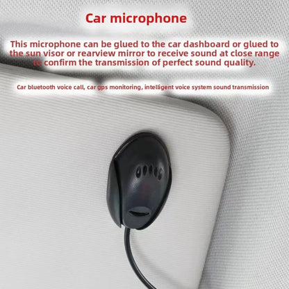 Black sleek wired mini microfono with curved design and perforations for dvd radio player hands-free audio use