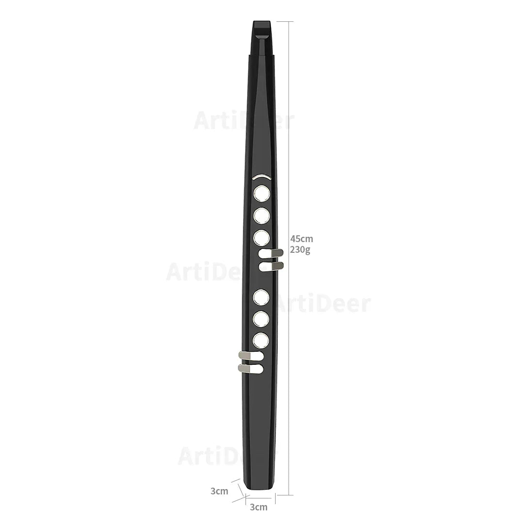 Black plastic electronic wind saxophone blowpipe sax flute with white buttons and silver metal accents professional use