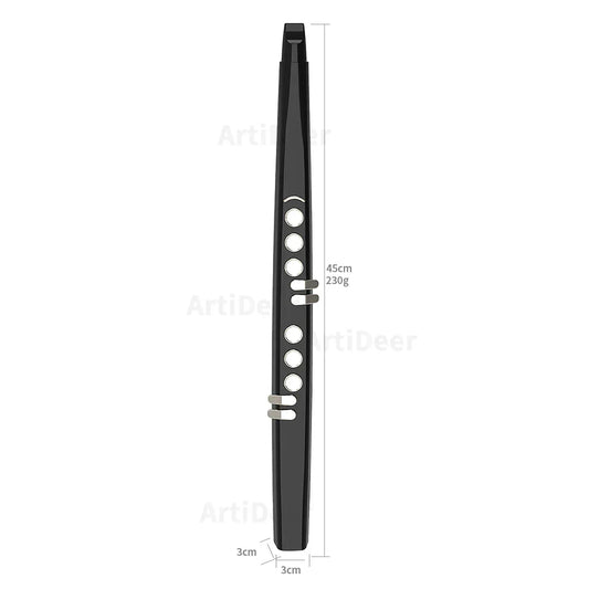Black plastic electronic wind saxophone blowpipe sax flute with white buttons and silver metal accents professional use