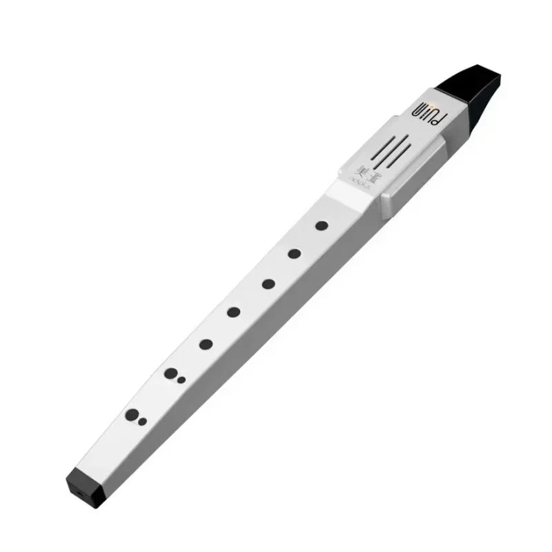 Silver metallic mini digital pocket flute with black accents pum brand for wood instrument imitation sounds