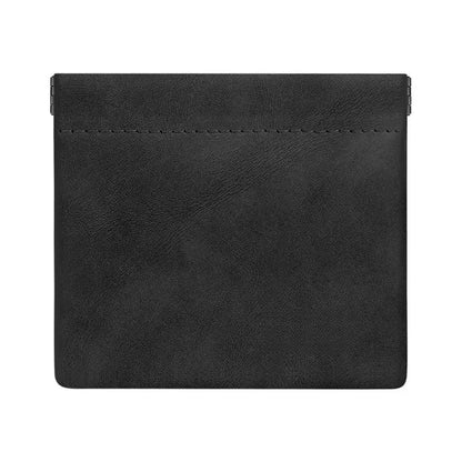 Black textured mini earphone storage bag with subtle stitching, pocket waterproof dustproof data cable organizer