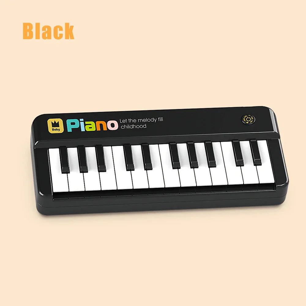 Black plastic electronic keyboard piano with 24 white and black keys toddler piano multifunction musical educational instrument toy
