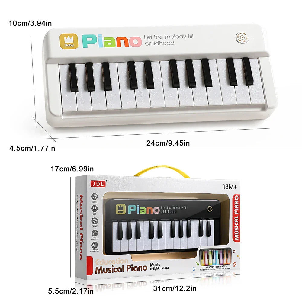 Mini electronic keyboard piano for kids features white and black keys with colorful piano branding toddler piano multifunction musical educational instrument toy