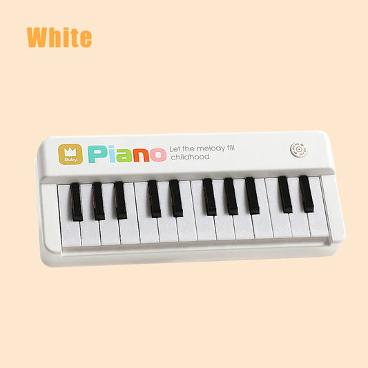 White plastic mini electronic keyboard piano with 24 keys and colorful logo toddler piano multifunction toy musical educational instrument