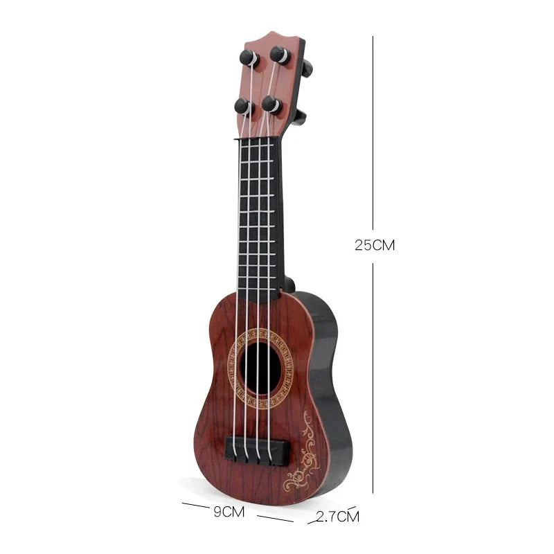 Mini guitar red wooden strings classical ukulele with black fretboard and gold inlay for kids children beginners