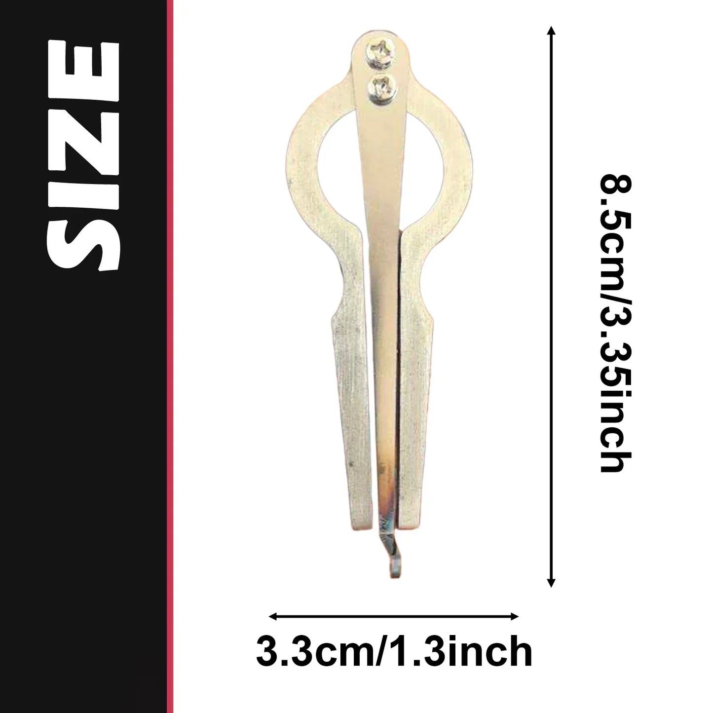 A silver-toned metallic mini jaw harp beginner friendly mouth music instrument with polished finish and two screws