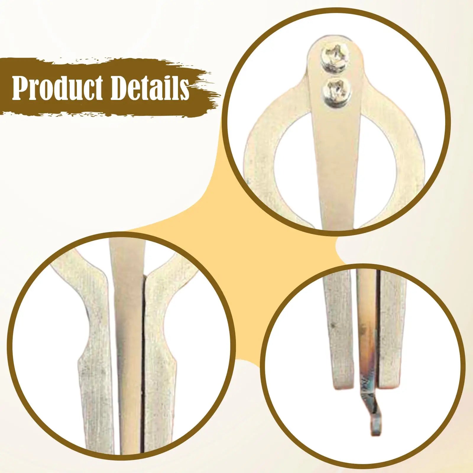 Silver-toned metal key hook with sleek curved design and two screw fasteners on mini metal jaw harp beginner mouth music instrument