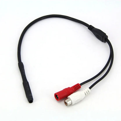 Black rca power cable with one male and two female red and white connectors for 12v sound monitor cctv camera dvr system