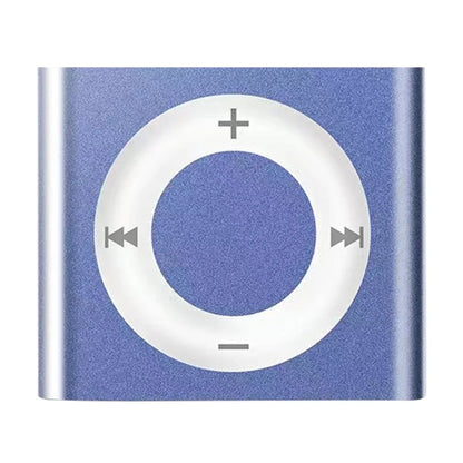 Blue metallic metal clip-on mini mp3 music player with circular white control dial and support tf card slot for 64g expansion