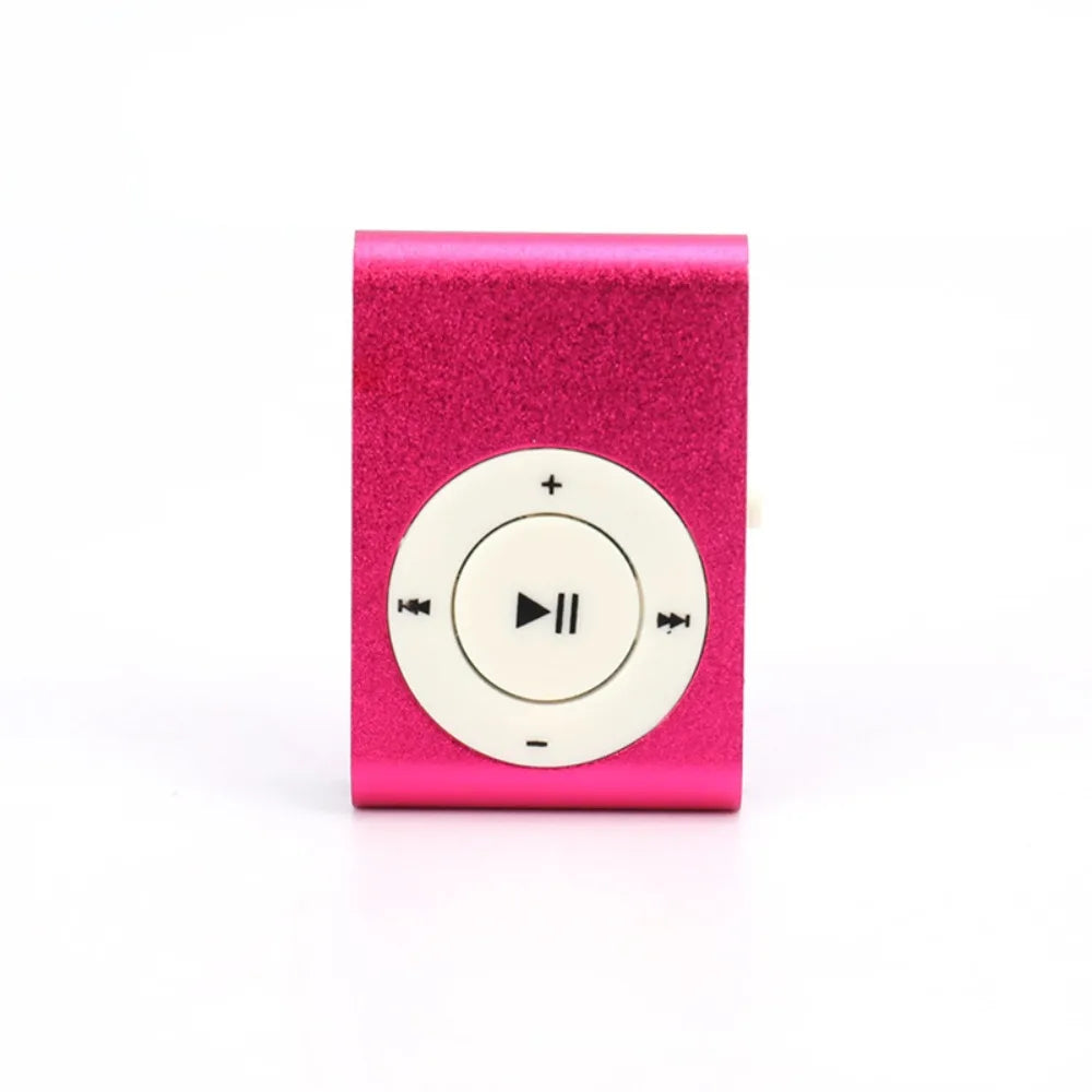 Pink metallic mini mp3 player with white circular control pad support tf card stylish design fashionable portable device
