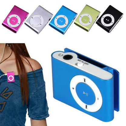 Blue plastic mini mp3 player with white circular control pad and silver button featuring stylish design support tf card