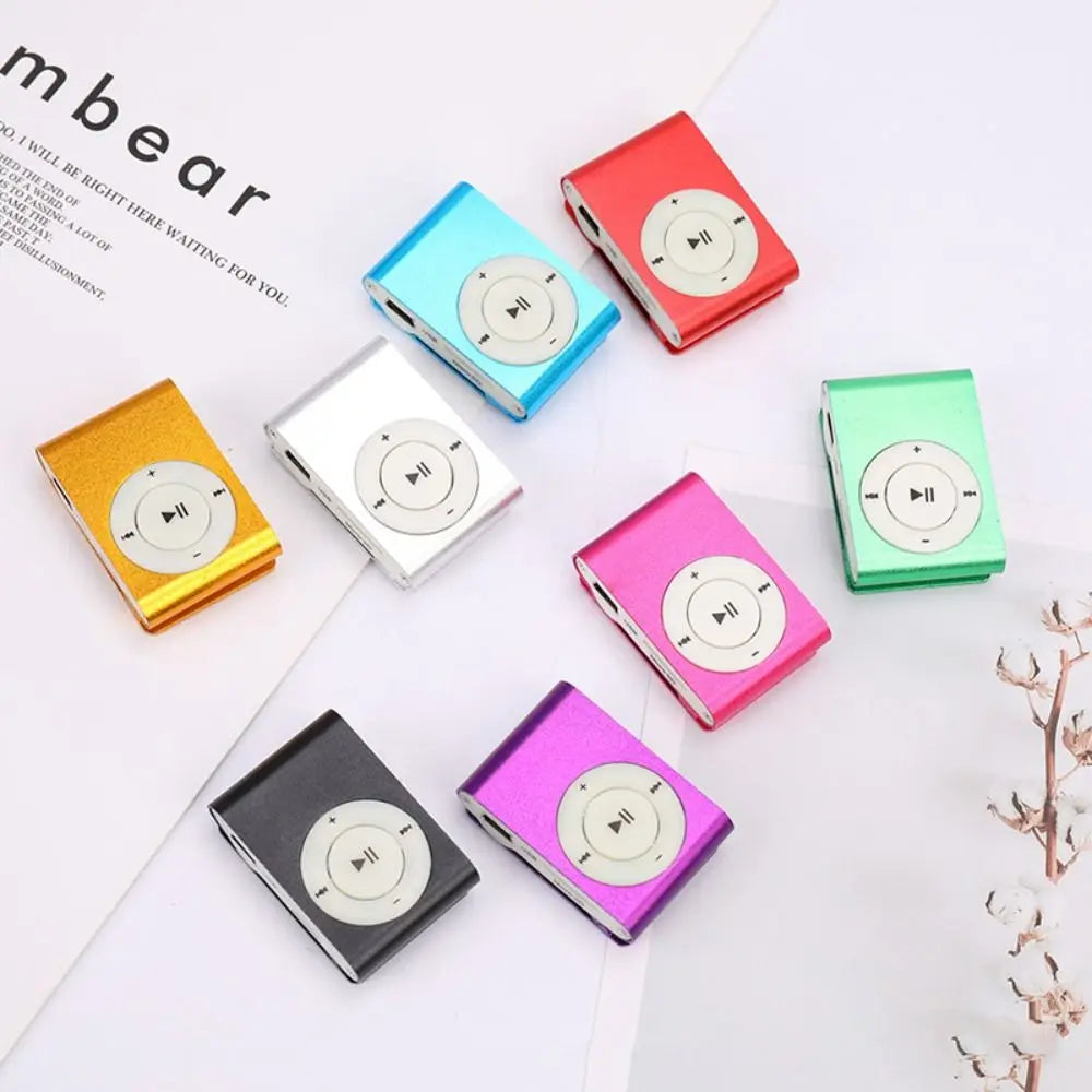 Colorful metallic mini mp3 players with stylish design support tf card and feature a fashionable portable clip-on style