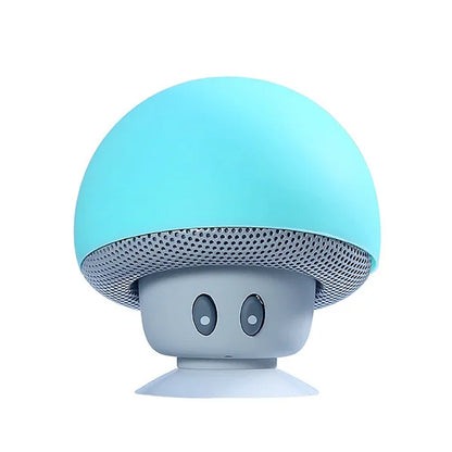 Mini mushroom wireless speaker with mic portable waterproof turquoise mushroom shape gray base and suction cup for shower stereo subwoofer
