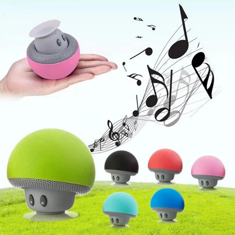 Mini mushroom wireless pink and gray mushroom-shaped speaker with mic portable waterproof suction cup base for shower stereo subwoofer