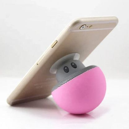 Mini mushroom wireless speaker with mic portable waterproof shower stereo subwoofer in pink and gray mushroom shape