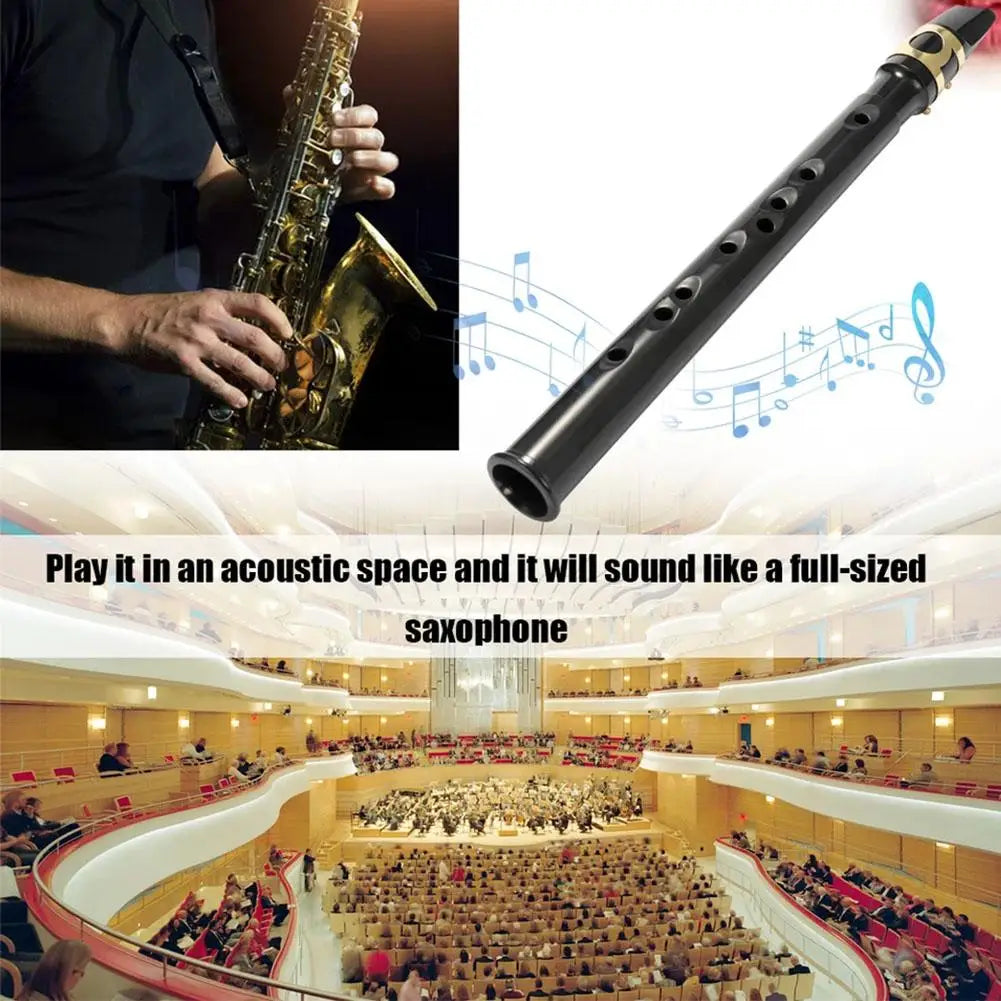 Black plastic mini pocket saxophone c key with gold-colored keys woodwind musical instrument with carrying bag