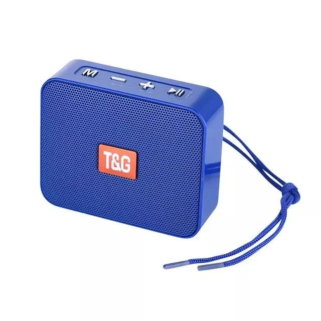 Blue rectangular portable outdoor riding bluetooth column 5w boombox with textured mesh grille and silver buttons