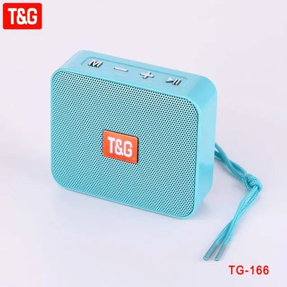 Light blue tg-166 portable outdoor riding column 5w boombox with perforated grille and orange logo for hiking music player
