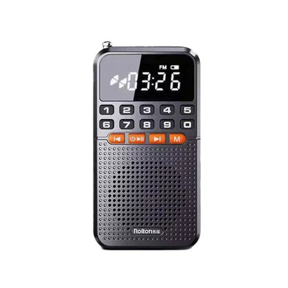 Black mini radio portable with digital display orange buttons speaker tf card slot walkman radios bluetooth music player