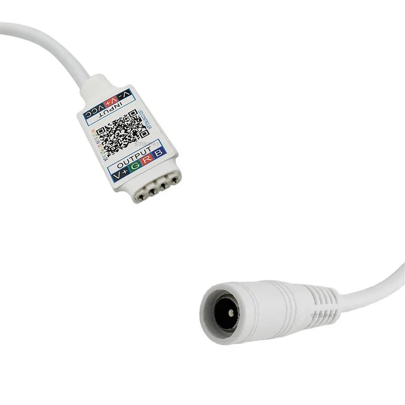 White mini rgb bluetooth-compatible light strip controller with input and output connectors for music bluetooth smd control