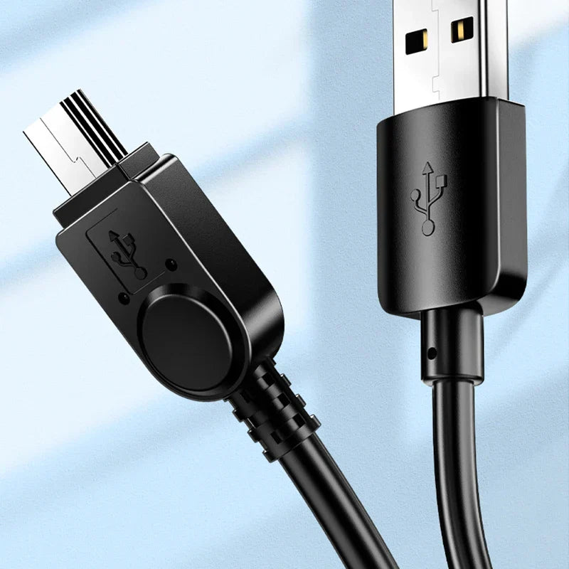 Black mini usb to usb fast data charger cable with molded plastic housing for mp4 player car dvr gps digital camera hdd