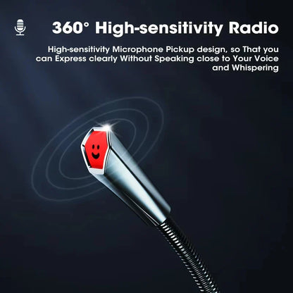 Red and silver mini usb microphone studio wired microphone with 3.5mm jack plug and smiling face design on top