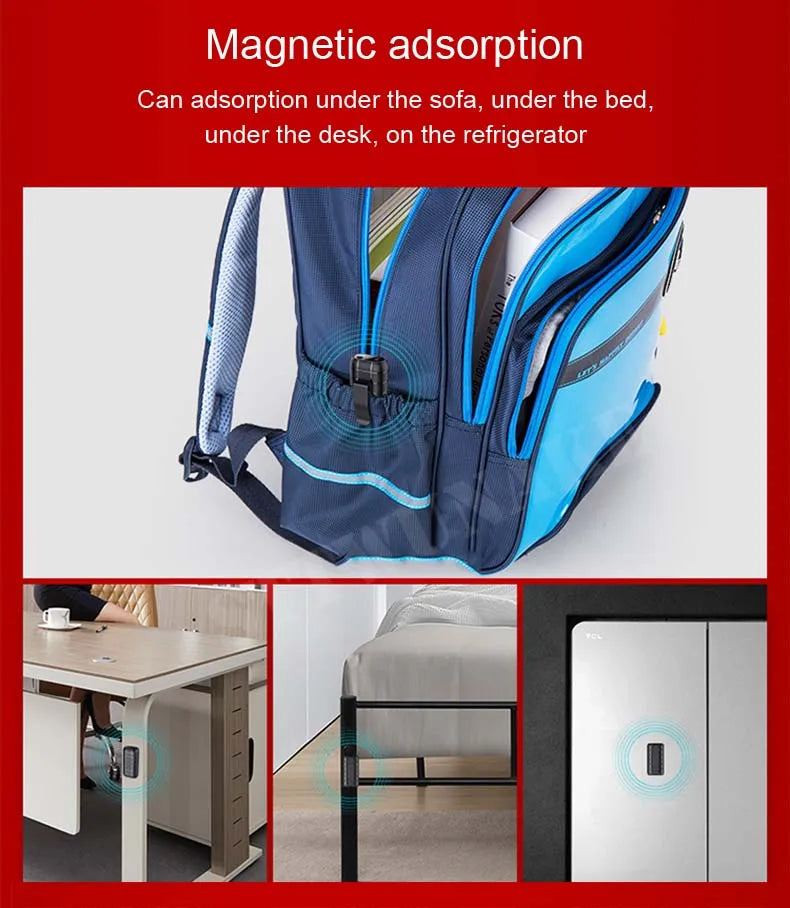 Mini voice activated digital recorder with 500 hours sound activated recording inside blue and navy school backpack with magnetic adsorption closure