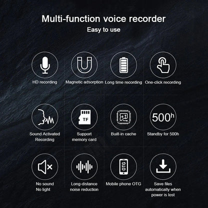 Mini voice activated recorder with hd sound activated recording magnetic adsorption and one-click portable design