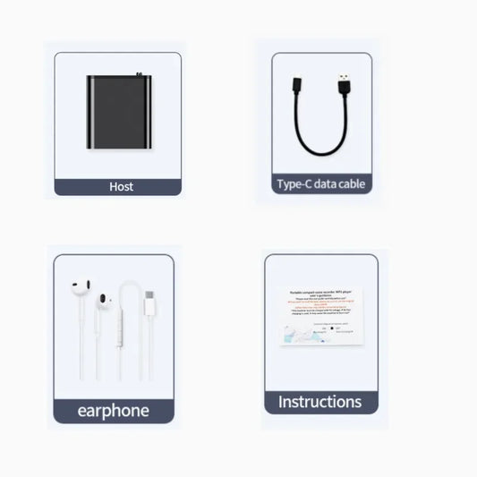 Black rectangular mini voice recorder portable intelligent voice actived recording audio device with hd noise reduction