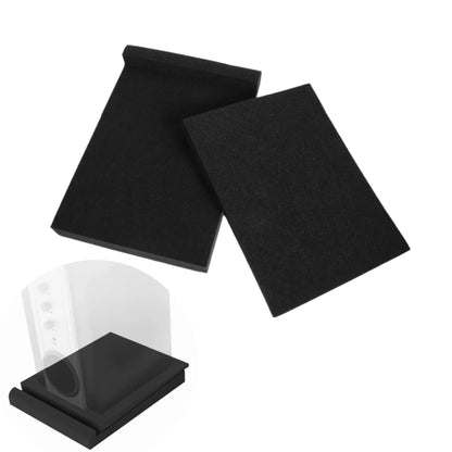 Black rectangular foam acoustic isolation pads for monitor speaker isolation to prevent vibrations and improve sound quality