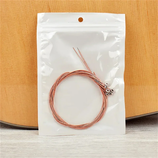 Miwayer 1 set copper acoustic guitar strings with silver metal string heads in clear packaging for musical instrument replacement