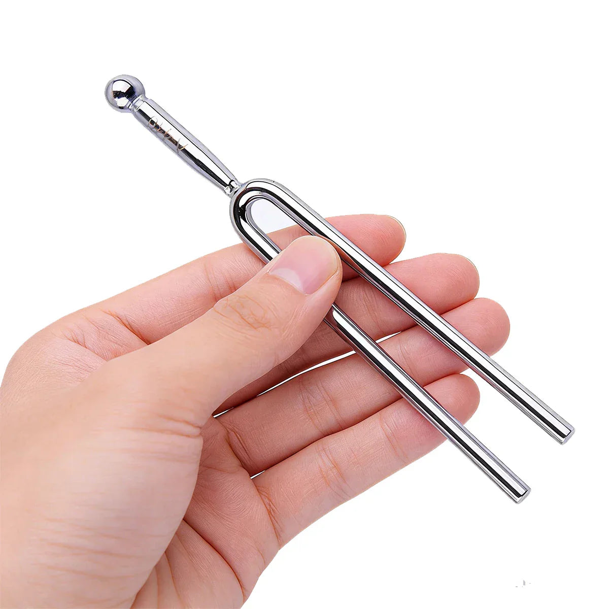 A sleek silver miwayer 1pc standard 440Hz steel tuning fork with accurate musical tuning and long sustain features