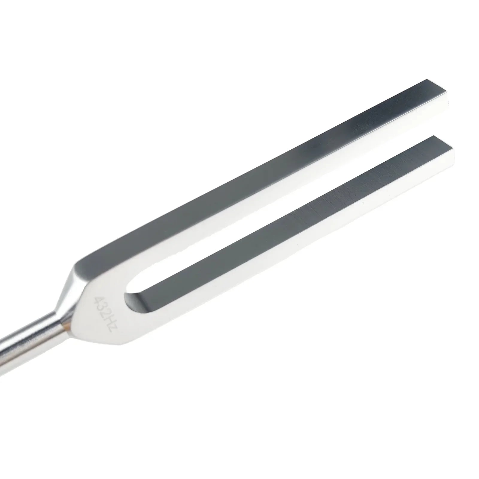 Silver-toned aluminum alloy miwayer 432hz tuning fork with polished prongs for healing meditation frequency and chakra balancing