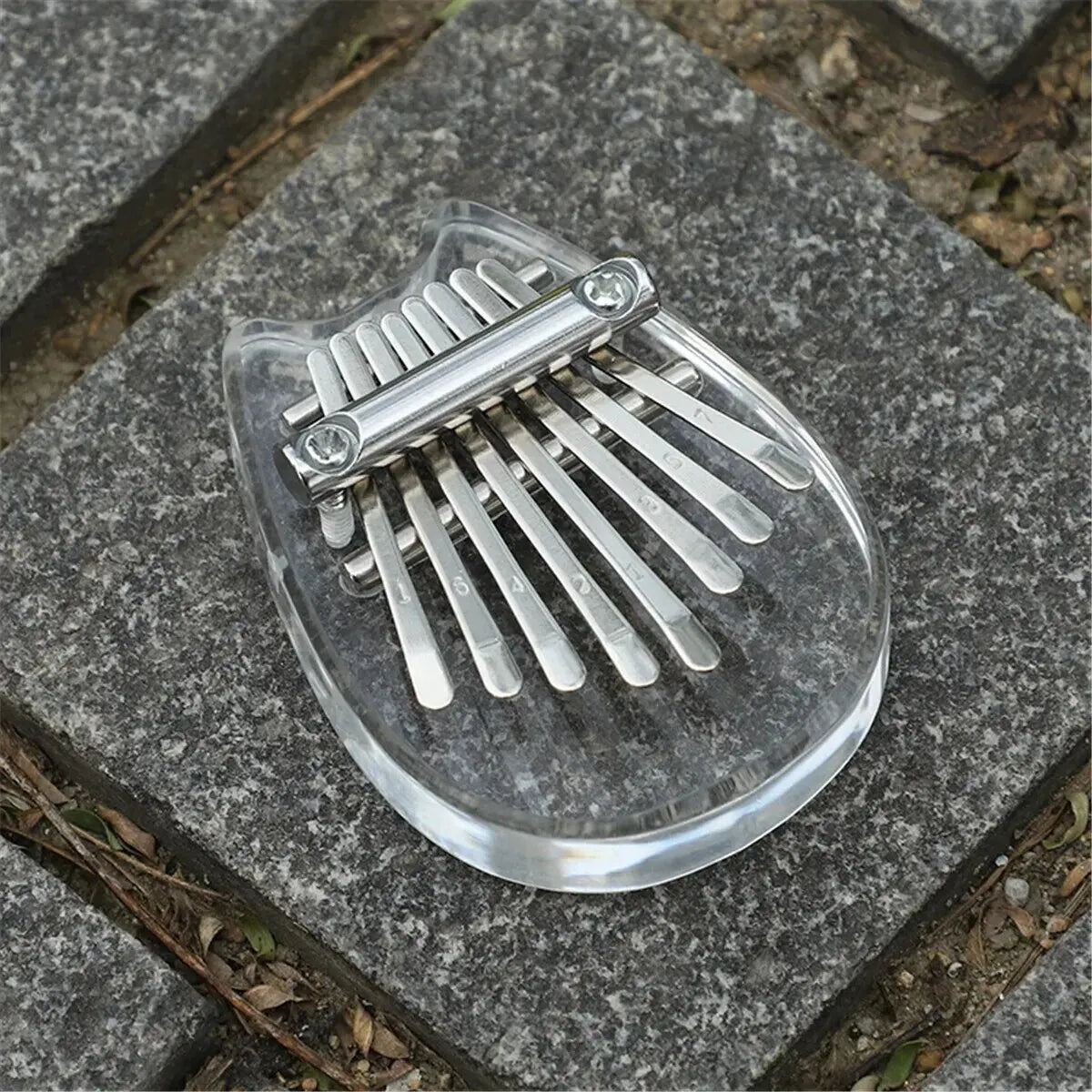 Transparent acrylic thumb piano mini kalimba rainbow with silver metal tines and tuning pins heart crystal kalimba