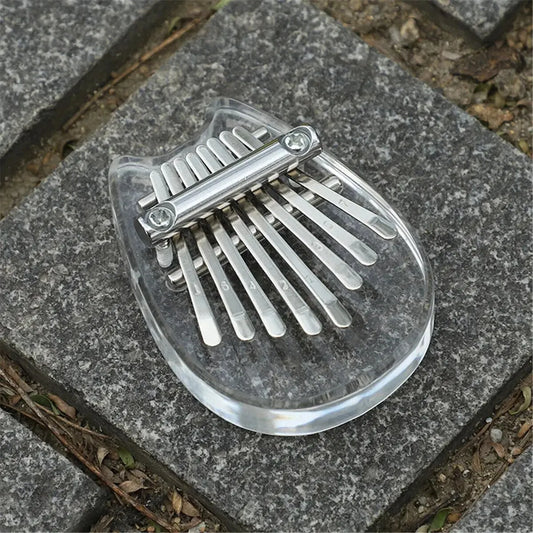 Transparent acrylic thumb piano mini kalimba rainbow with silver metal tines and tuning pins heart crystal kalimba