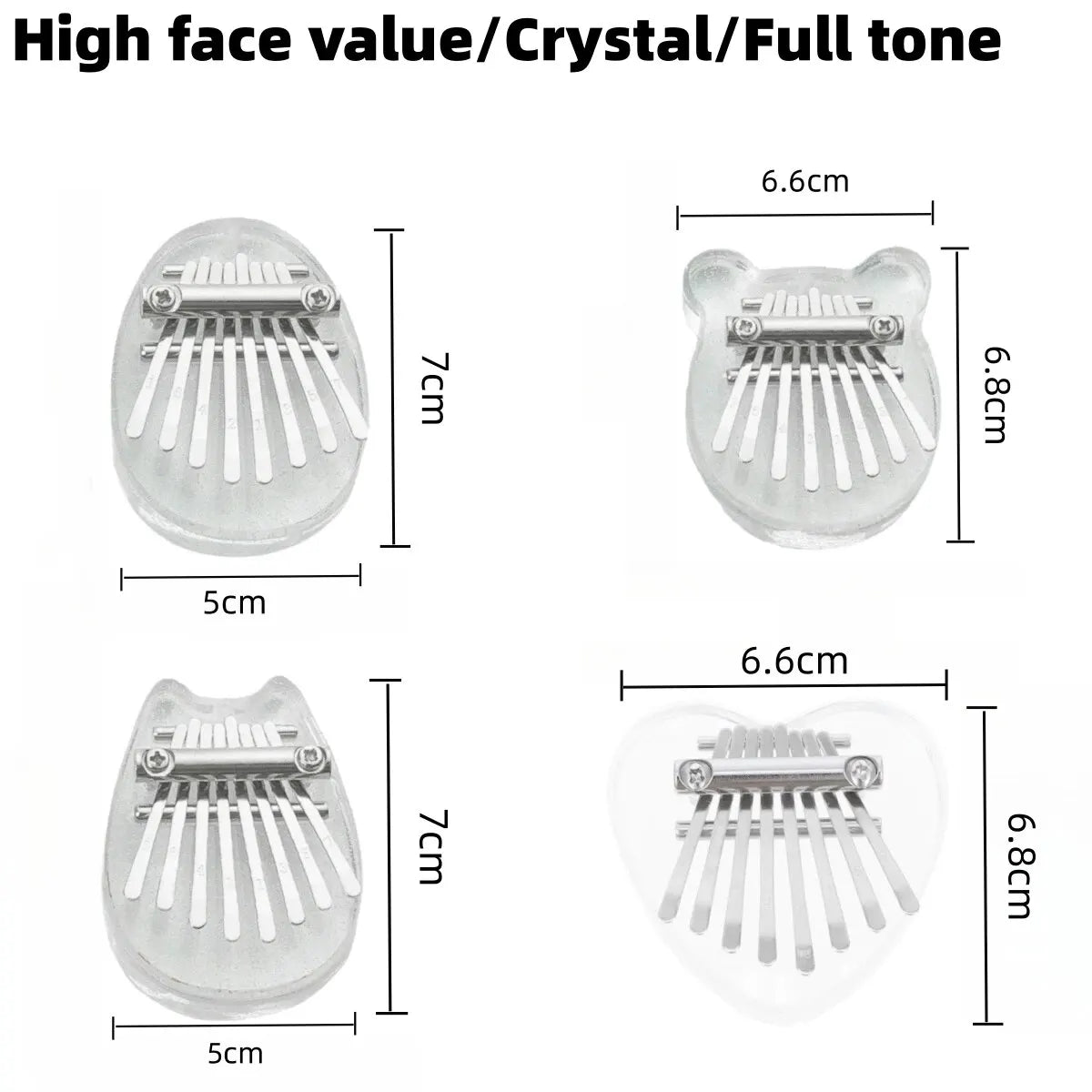 Clear acrylic thumb piano with silver strings and bear shape from Miwayer 8 keys mini kalimba rainbow series