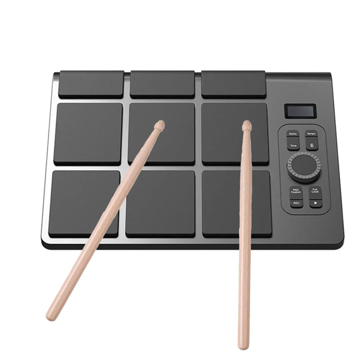 Black Miwayer 9-pad electronic drum set with wooden drumsticks portable drum kit with built-in speaker and pedals