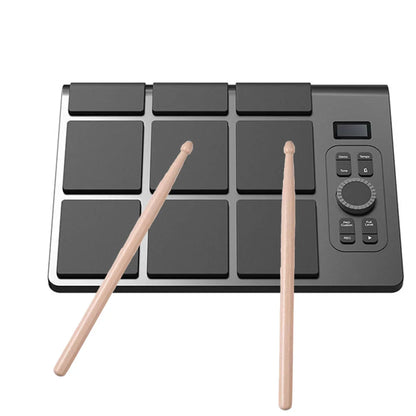 Black Miwayer 9-pad electronic drum set with wooden drumsticks portable drum kit with built-in speaker and pedals