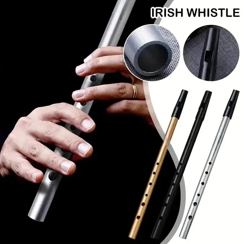 Silver miwayer authentic irish whistle tin penny whistle with black finger holes for traditional irish music