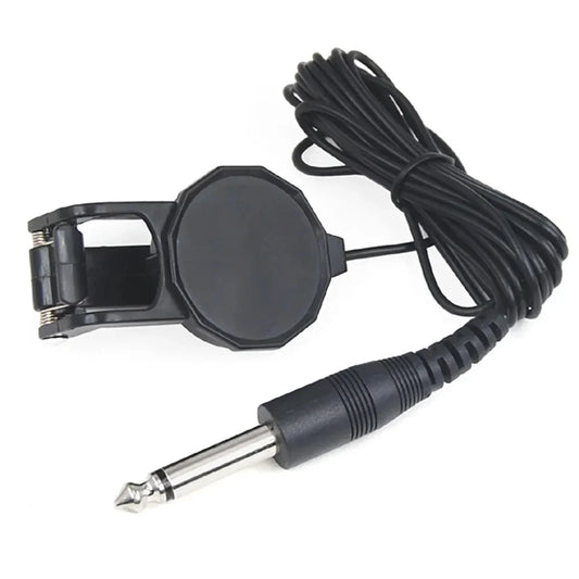 Black plastic Miwayer clip-on tattoo machine cable with 6.35mm jack and coiled cord for acoustic guitar violin accessory
