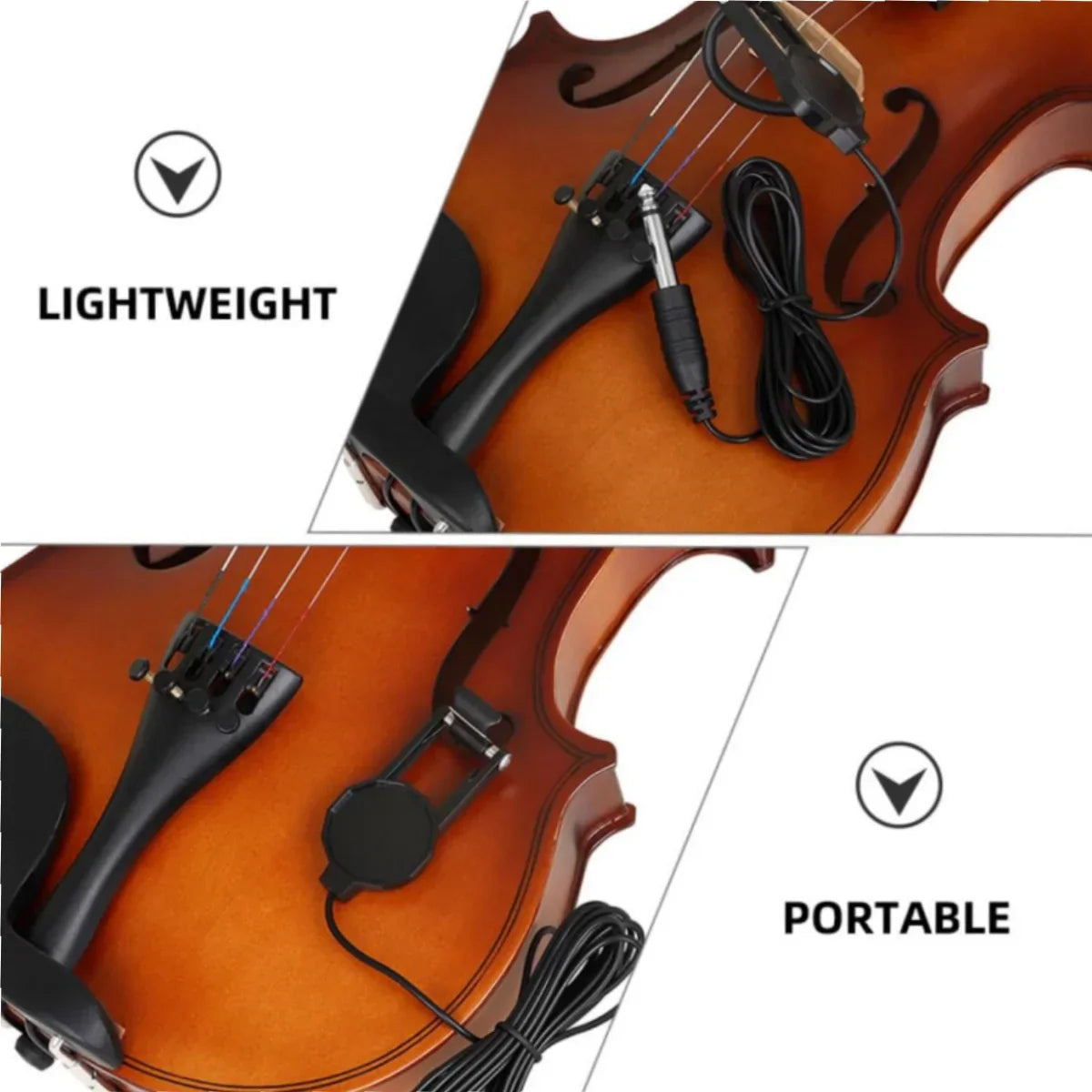 Black miwayer clip-on electronic violin pickup with coiled cable durable string instrument accessory for acoustic guitar violin
