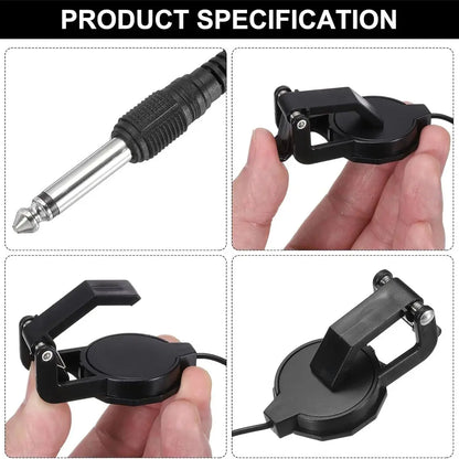 Black plastic miwayer clip-on pickup with textured grip and metal connector durable string instrument accessory for acoustic guitar violin