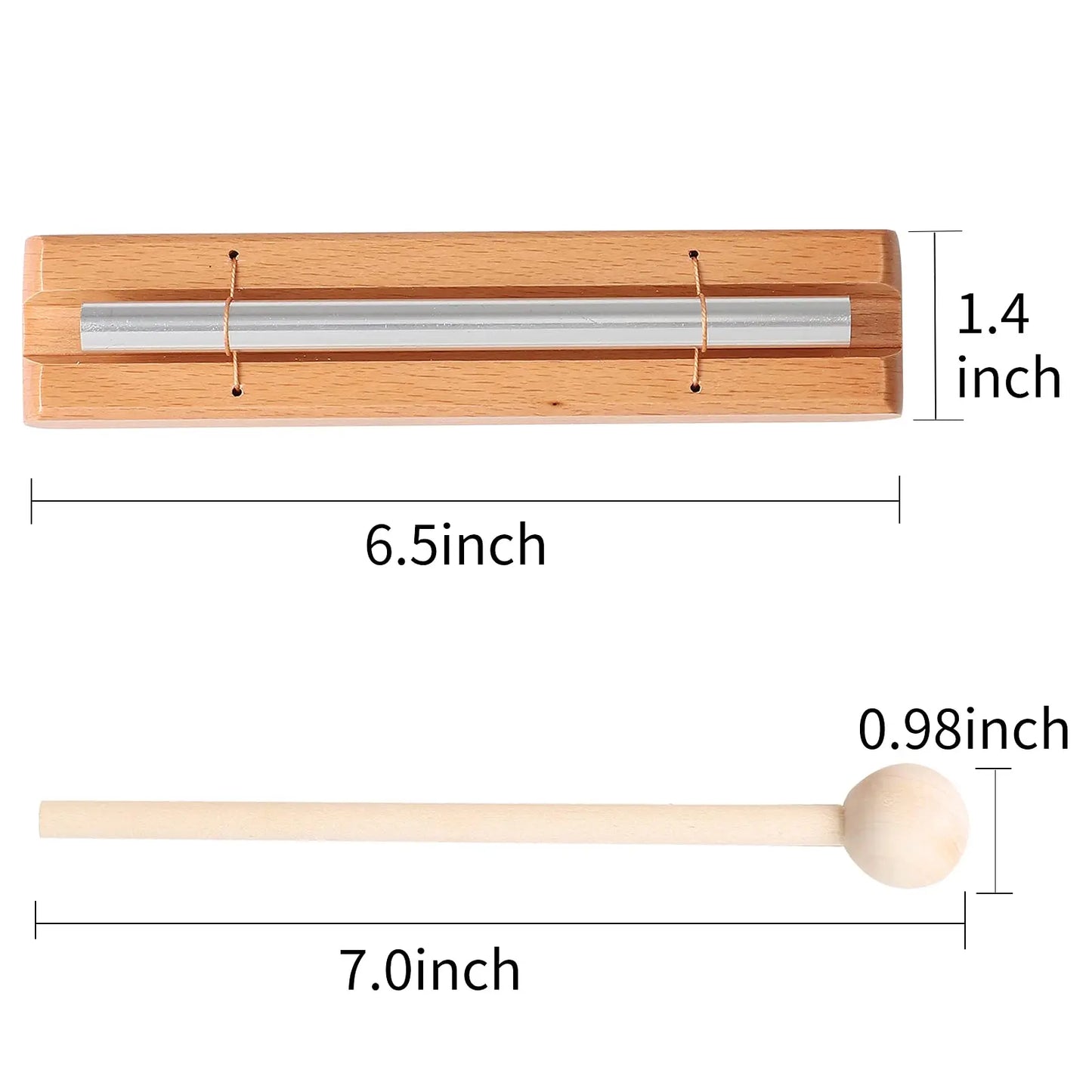 Miwayer energy chime with 6.5-inch polished metal fork and natural wood frame with mallet for meditation chimes teacher use