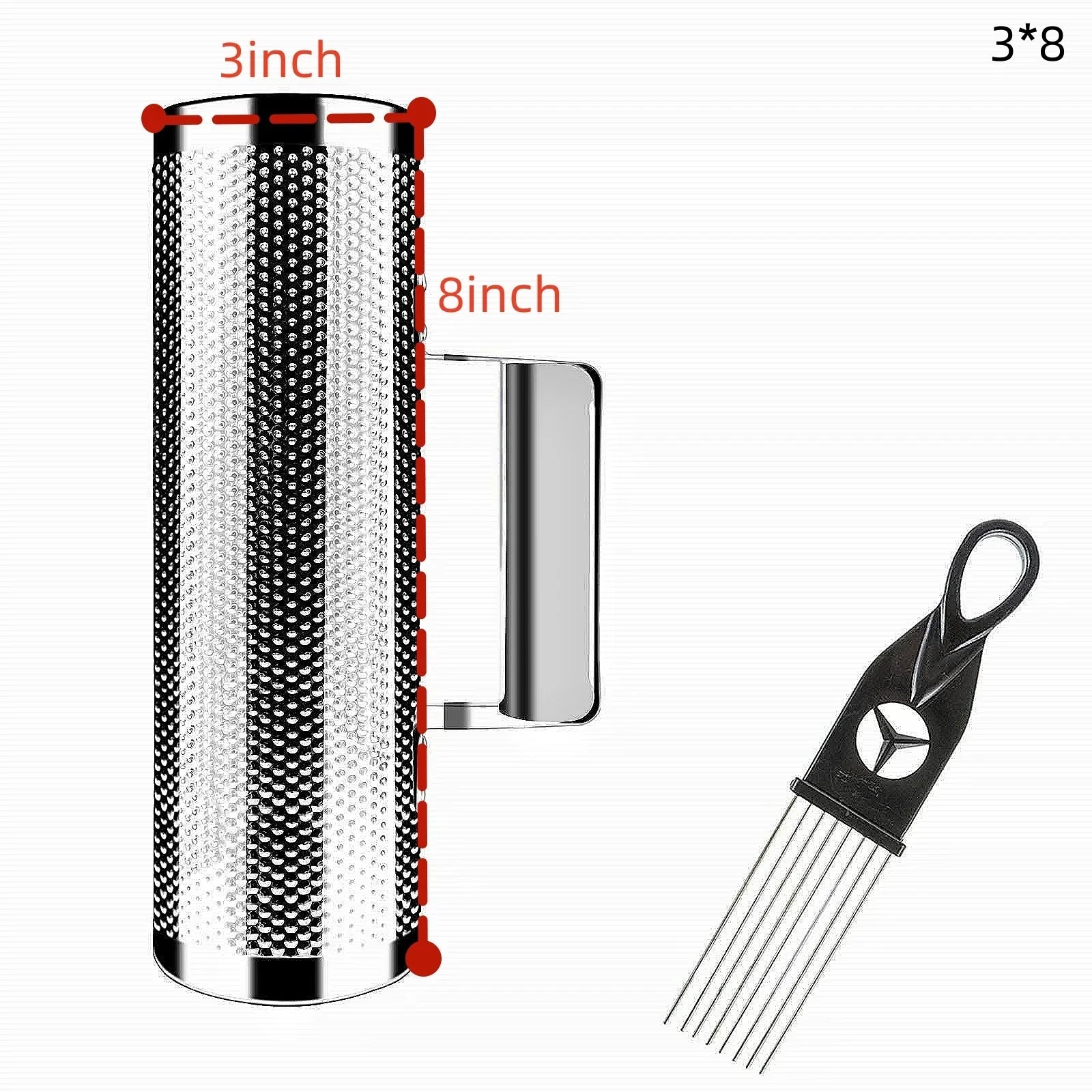 Silver metallic miwayer guira stainless percussion guiro instrument with textured perforated body and black accents from puerto rico