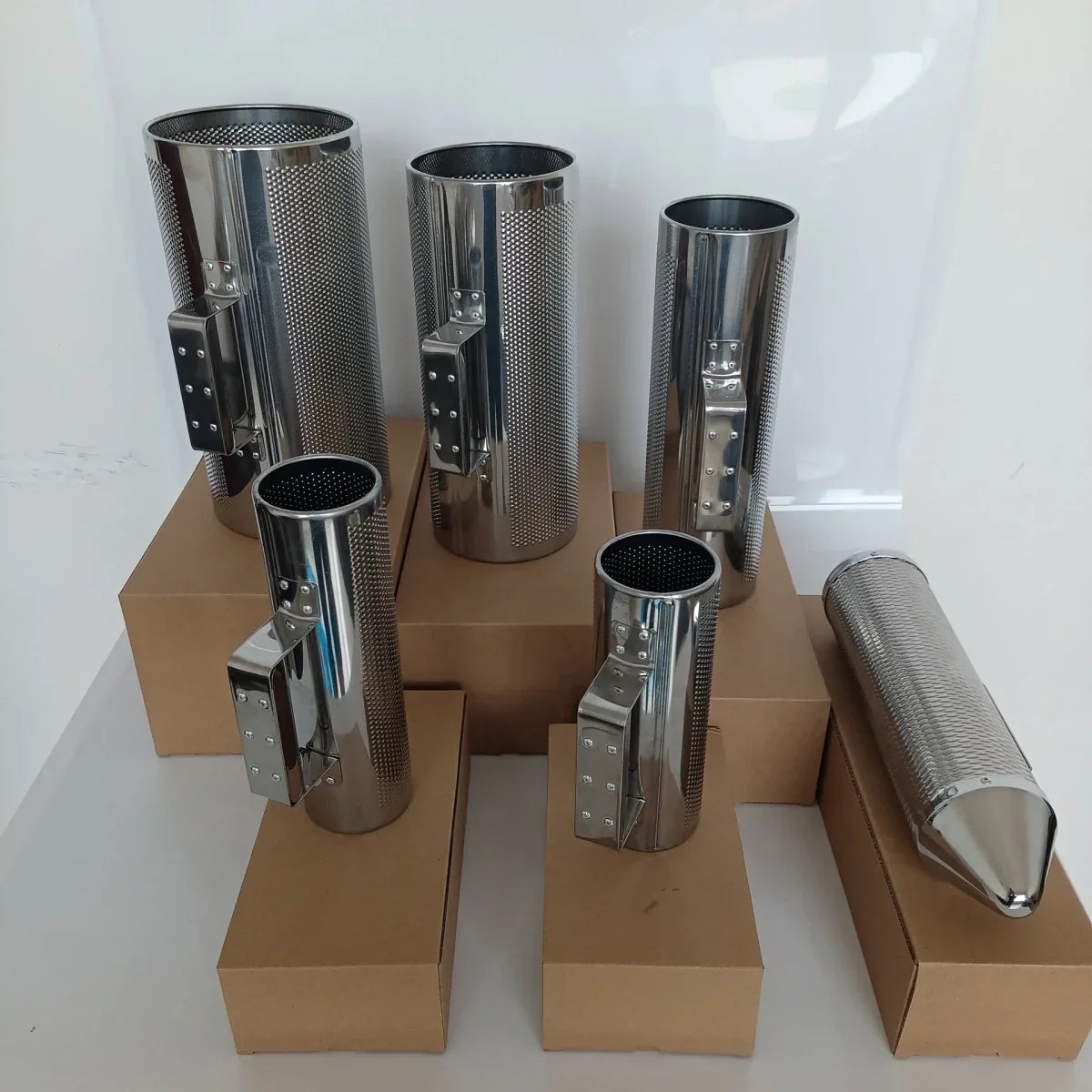Shiny stainless steel cylindrical miwayer guira stainless percussion guiro instrument with metal handles from puerto rico