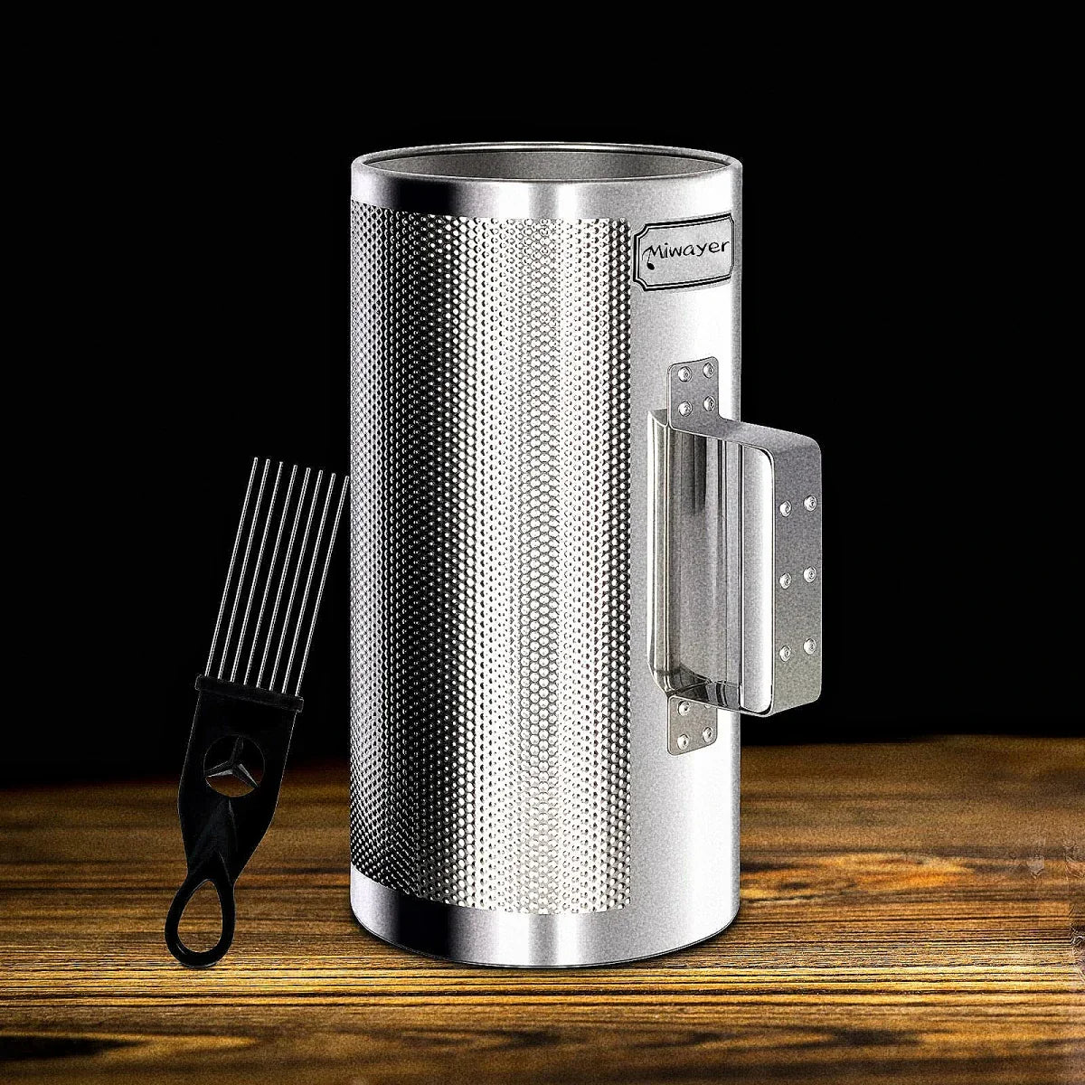 Silver metallic miwayer guira stainless percussion guiro instrument puerto rico with textured perforated body and sturdy handle